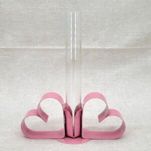 VTG 80s Pink Metal Heart Bud Vase Test Tube Propagation Retro Decor